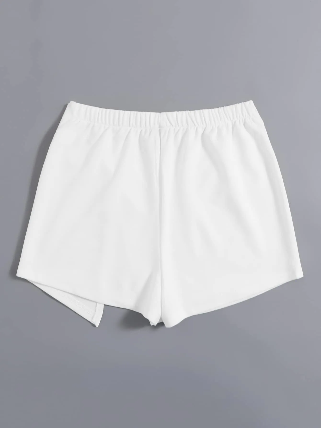 Boho Plain Asymmetrical Natural Women Shorts