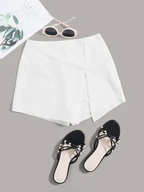 Boho Plain Asymmetrical Natural Women Shorts