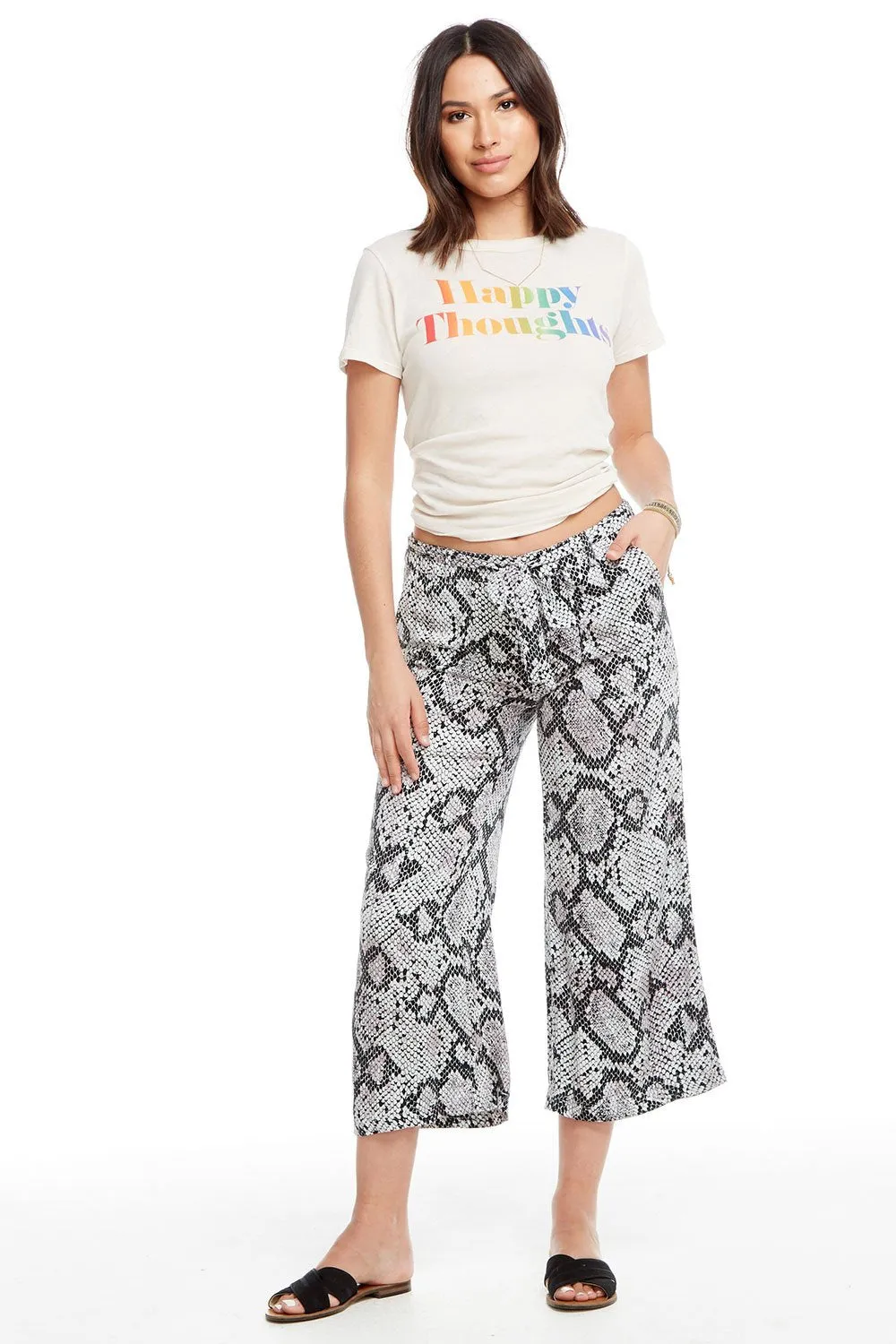 Chaser Heirloom Wovens Tie Waist Culottes - Snake Print
