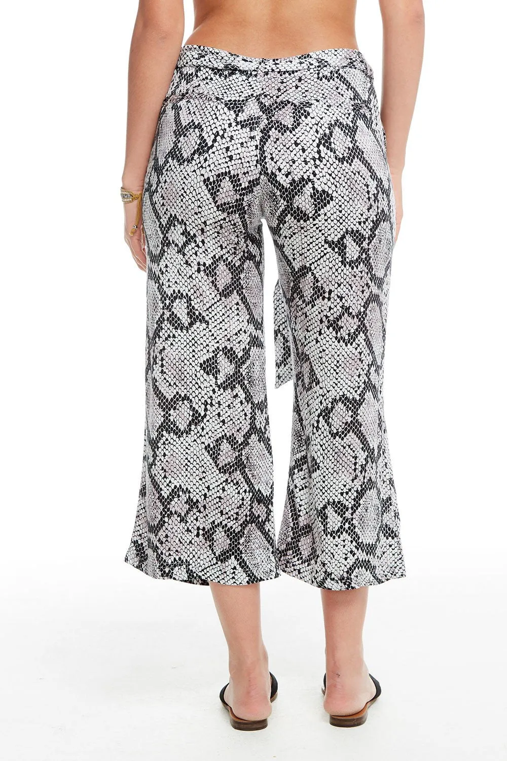 Chaser Heirloom Wovens Tie Waist Culottes - Snake Print