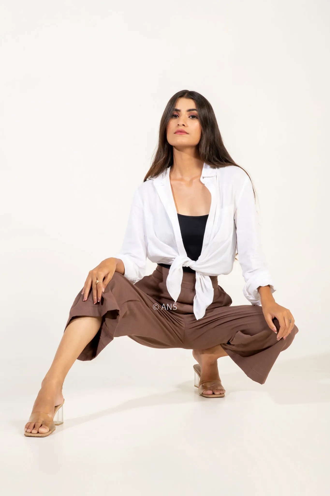 IRA LINEN BROWN PANTS