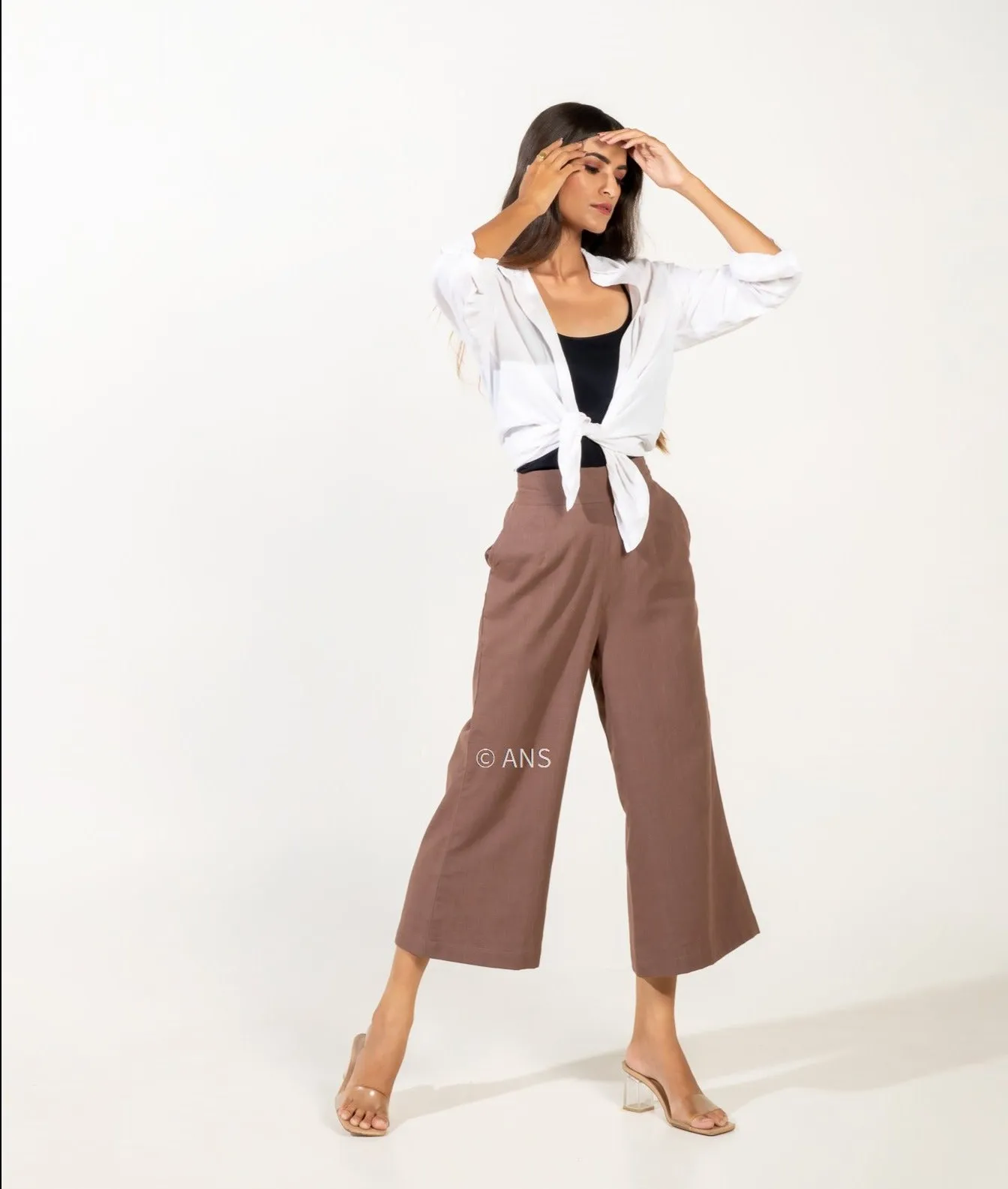 IRA LINEN BROWN PANTS