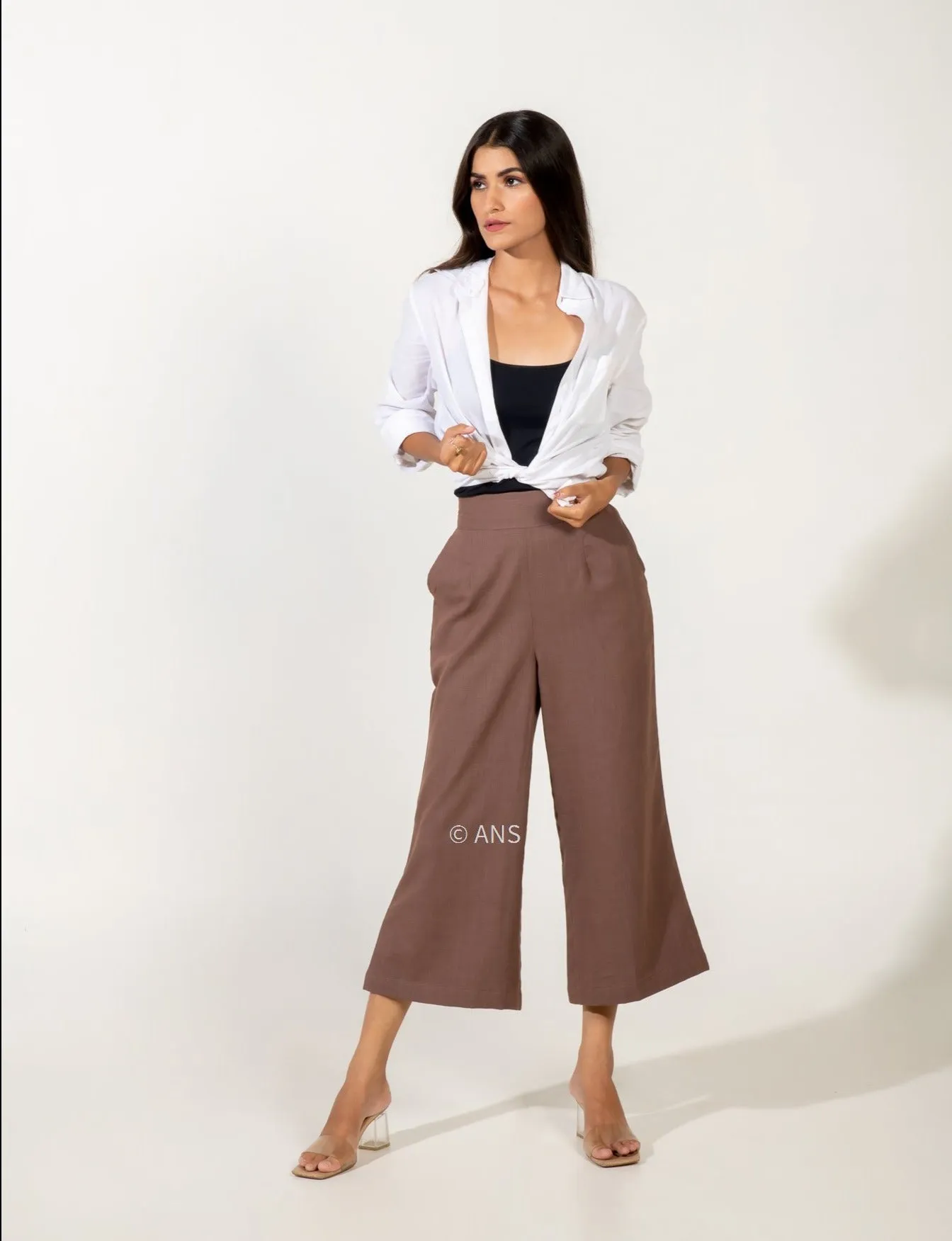 IRA LINEN BROWN PANTS