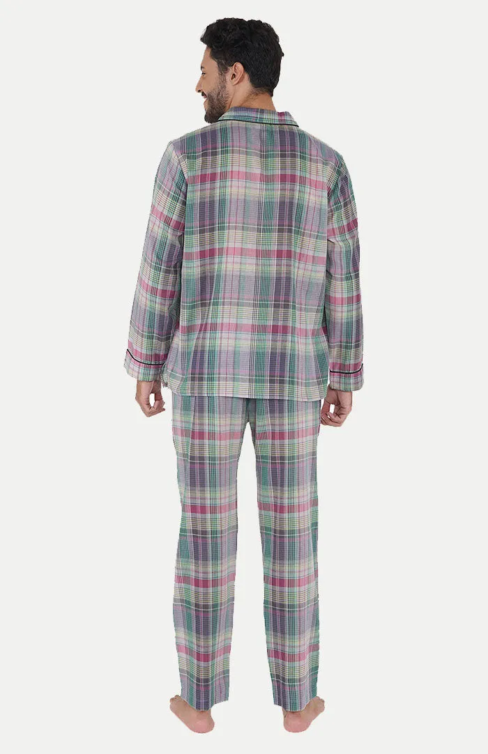 Lavender Checkered Loungewear Set | Cotton Co-ord Set
