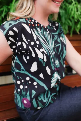 Pure Linen Mini Pleat Top - Tiger Moth