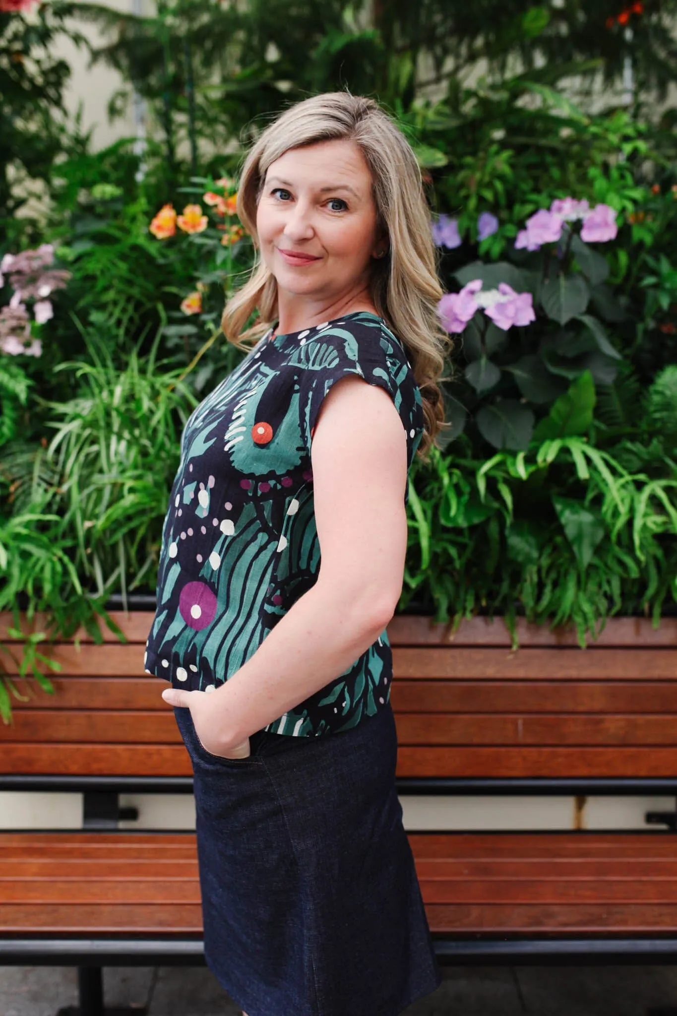 Pure Linen Mini Pleat Top - Tiger Moth