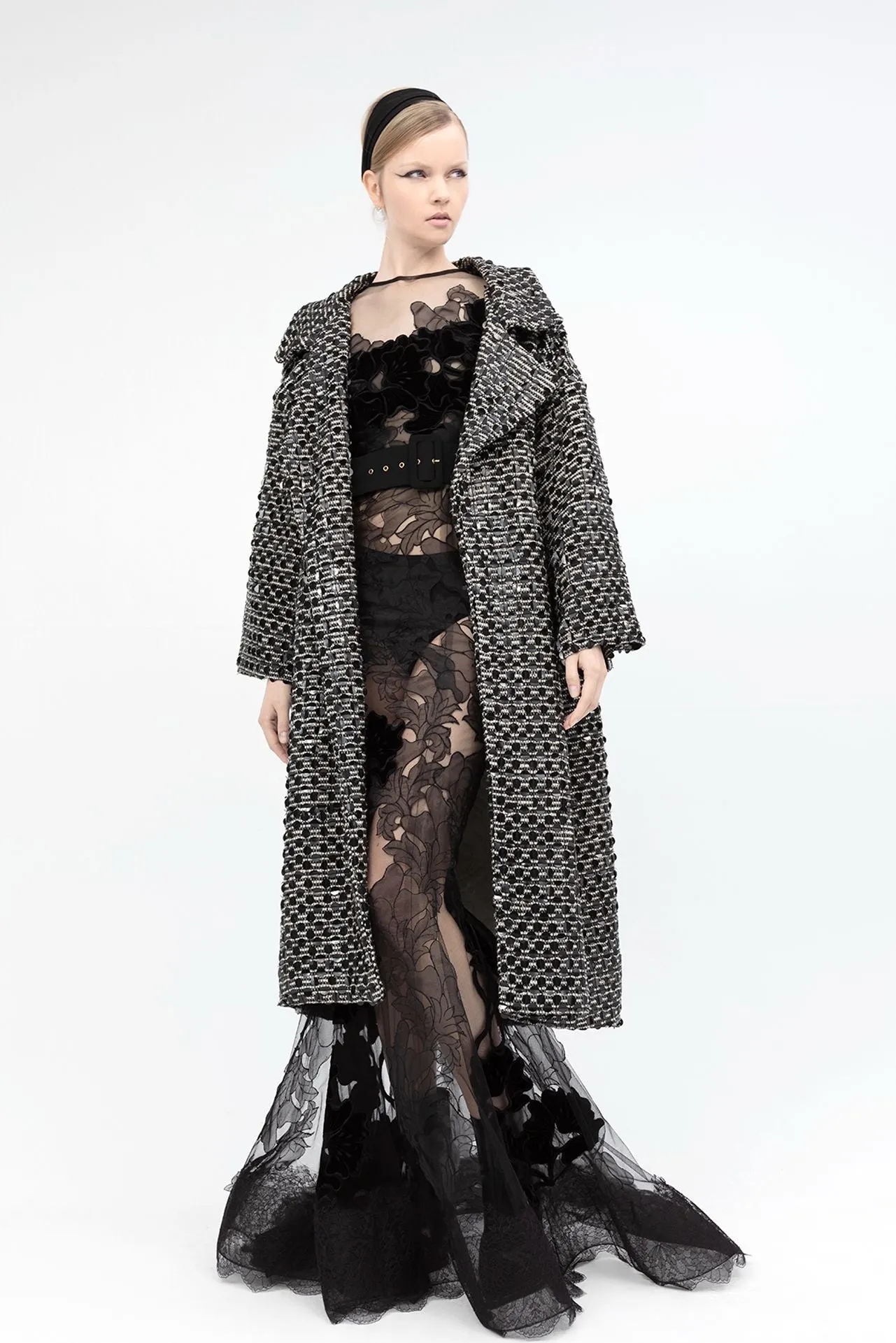 Velvet and Lace Mermaid Dress with Coat
